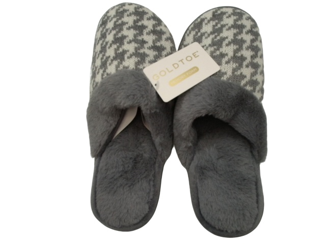 Ladies Memory Foam Slippers Gray Goldtoe