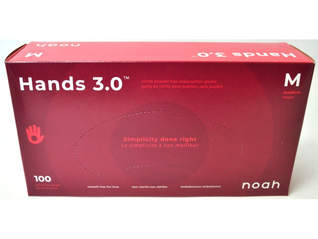 NITRILE HANDS 3.0 MEDIUM GLOVES 100/PK