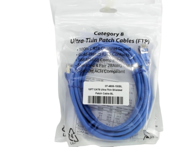 CAT8 Network Cable 15 Foot Blue