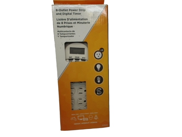 8 Outlet Power Strip & Digital Timer Woods