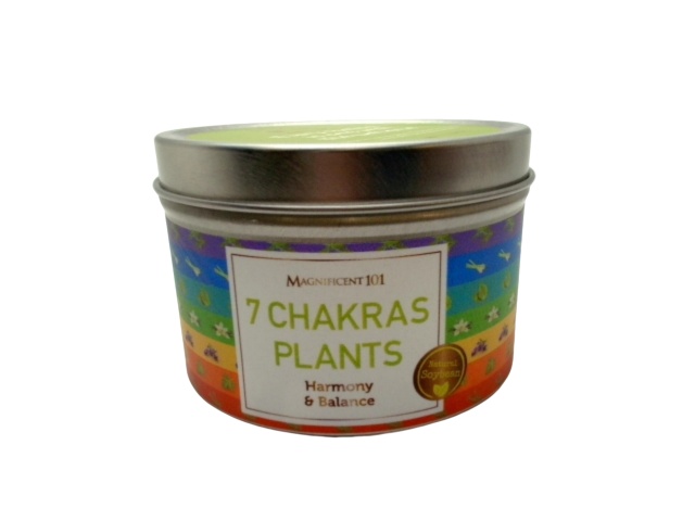 Tin Candle 6oz. 7 Chakras Plants Harmony & Balance Magnificent 101