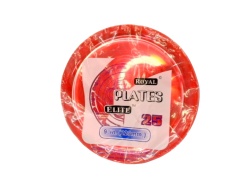 Round Plastic Plates 9 25pk. Red Royal Elite