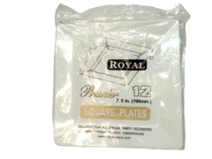 Square Plastic Plates 7.5 12pk. White Royal Premier